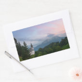 Kirche mit den Alpen Berge bei Sonnenuntergang Rechteckiger Aufkleber (Umschlag)