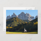 Kirche mit den Dolomiten - Berge Postkarte (Vorne/Hinten)