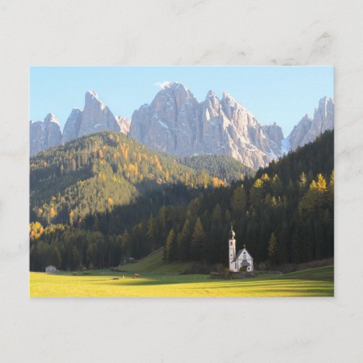 Kirche mit Dolomiten Bergkulisse Postkarte (Vorderseite)
