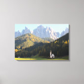 Kirche mit Dolomiten-Leinwand Leinwanddruck (Vorderseite)