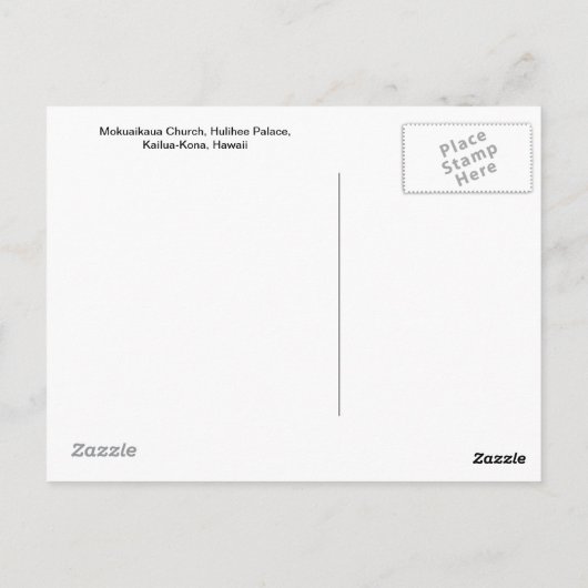 Kirche Mokuaikaua, Schloss Hulihee, Kailua-Kona, Postkarte (Rückseite)