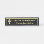 Kirche Pastor Classy Black Schreibtischnamensplakette (Vorderseite )