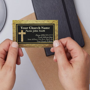Kirche Pastor Gold Glitzer Cross Business Cards Visitenkarte