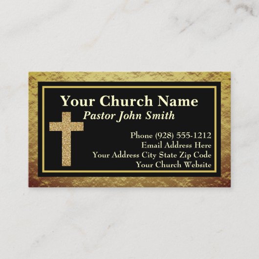 Kirche Pastor Gold Glitzer Cross Business Cards Visitenkarte (Vorderseite)
