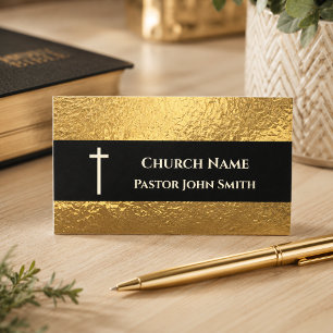 Kirche Pastor Gold Schwarze Klasse Christlich Visitenkarte