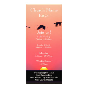 Kirche Rack Card Sonnenuntergangs Vögel, Besuchen  Werbekarte