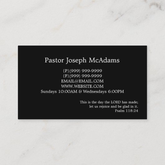Kirche Religion Christlicher Pfarrer Visitenkarte (Rückseite)