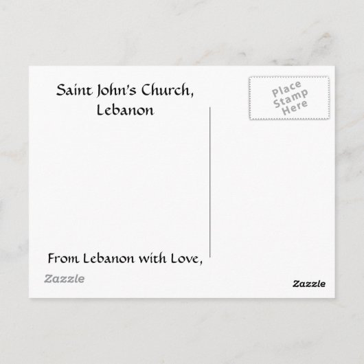 Kirche Saint John im Libanon Postkarte (Rückseite)