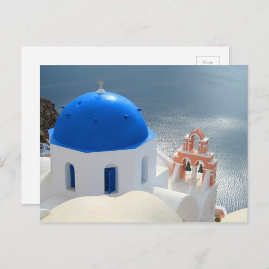 Kirche Santorin am Nachmittag Postkarte (Vorne/Hinten)