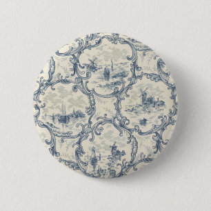 Kirche & Schiffe, Windmühle & Boote, Delft-inspiri Button