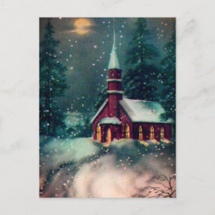 Kirche Schneeszene Vintage Art Postkarte