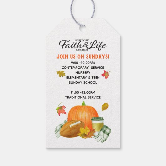 Kirche, Schule oder Organisation Fall Goodie Bag Geschenkanhänger (Rückseite)