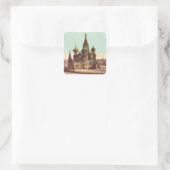 Kirche St. Basil, Roter Platz Moskau Quadratischer Aufkleber (Tasche)
