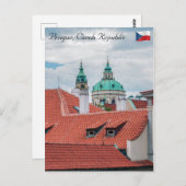 Kirche St. Nikolaus und Dächer von Prag Postkarte (Vorne/Hinten)