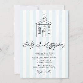 Kirche Stripe Hochzeitsfoto Einladung