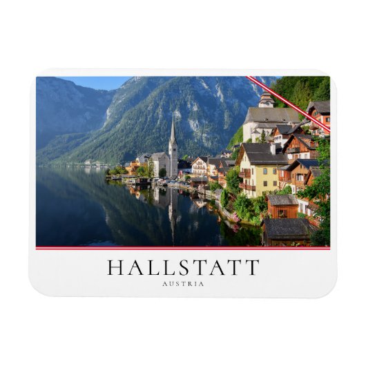 Kirche und Dorf Hallstatt, Österreich mit Alpen Magnet (Horizontal)