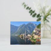 Kirche und Dorf Hallstatt, Österreich mit Alpen Postkarte (Stehend Vorderseite)
