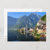 Kirche und Dorf Hallstatt, Österreich mit Alpen Postkarte (Vorne/Hinten)