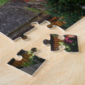 Kirche und Dorf Hallstatt, Österreich mit Alpen Puzzle (Seite)