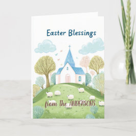 Kirche und Ostersegnung Feiertagskarte