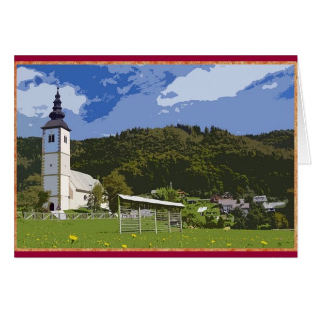 Kirche und Stadt Jereka, Slowenien. (Vorderseite (Horizontal))