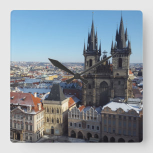 Kirche unserer Dame vor Týn, Prag-Kissen Quadratische Wanduhr