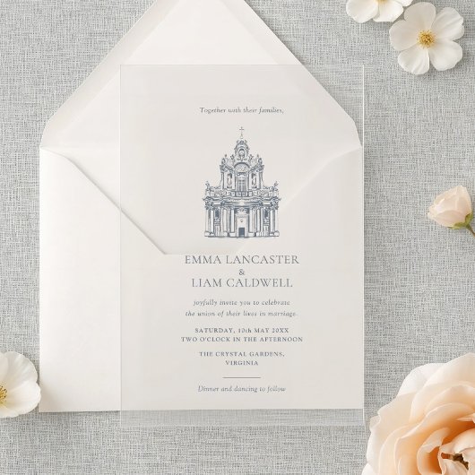 Kirche-Veranstaltungsort Minimalistische Hochzeit Einladung