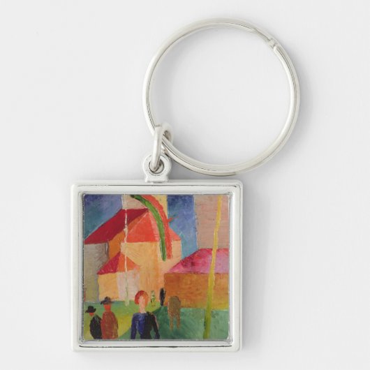 Kirche verziert mit Flaggen Schlüsselanhänger (Vorne)
