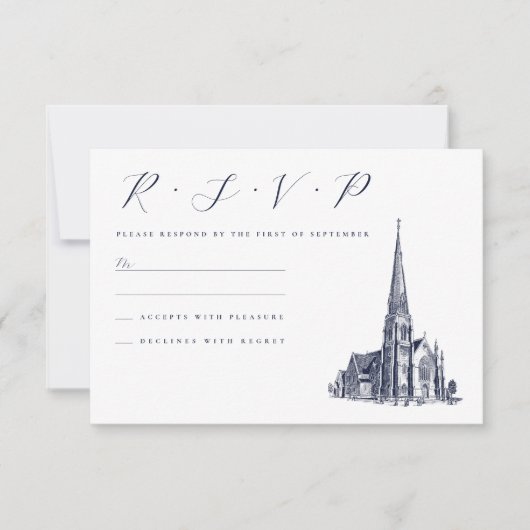 Kirche Vintager Veranstaltungsort RSVP Karte (Vorderseite)