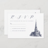 Kirche Vintager Veranstaltungsort RSVP Karte (Vorne/Hinten)