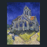 Kirche von Auvers-sur-Oise von Vincent Van Gogh Poster<br><div class="desc">Die Kirche in Auvers-sur-Oise, Aussicht vom Chevet von Vincent Van Gogh, Öl auf der Leinwand 1890, ist ein Landschaftsbild einer antiken, massiven Kathedrale im gotischen Stil mit abgerundeter Apsis und einem hohen Glockenturm, der von einem hell erleuchteten, grasbedeckten Hügel in einen dunkelblauen, wirbelnden Himmel aufsteigt. Im Vordergrund führt die Gestalt...</div>