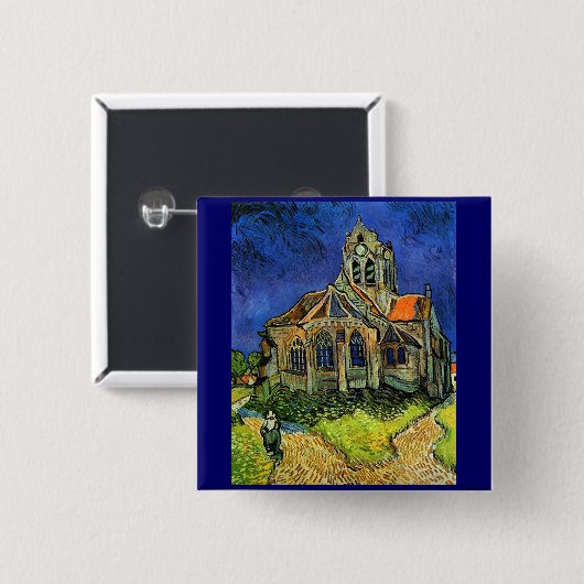 Kirche von Auvers Van Gogh Button (Vorne & Hinten)