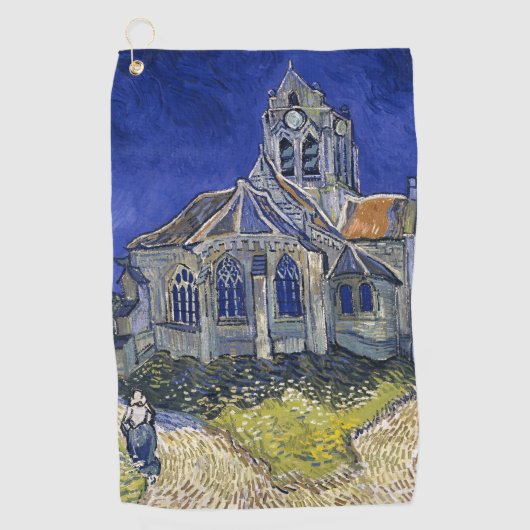 Kirche von Auvers von Van Gogh Gemälde Art Golfhandtuch (Vorderseite)