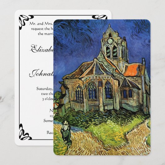 Kirche von Auvers von Vincent van Gogh Wedding Einladung (Vorne/Hinten)