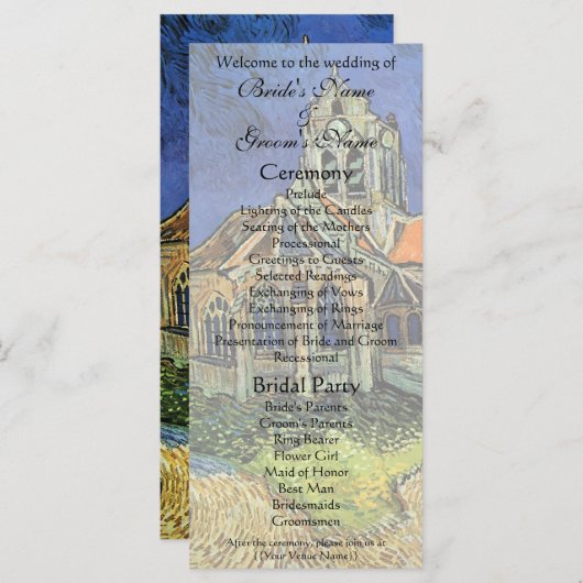 Kirche von Auvers von Vincent van Gogh Wedding Programm (Vorne/Hinten)