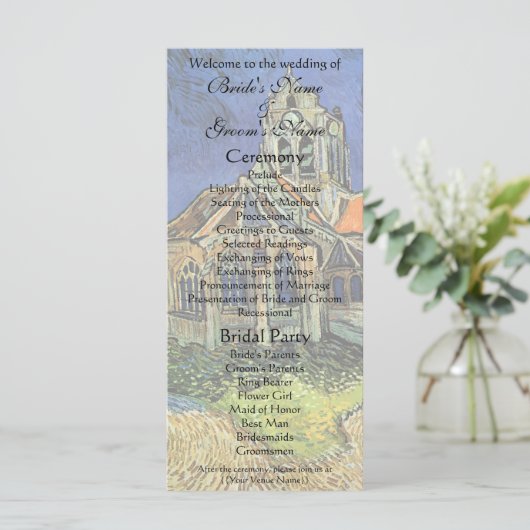 Kirche von Auvers von Vincent van Gogh Wedding Programm (Stehend Vorderseite)