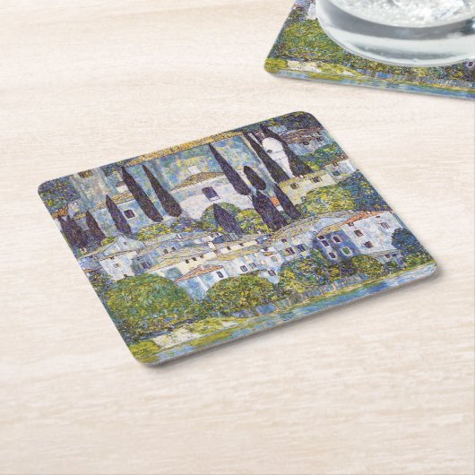 Kirche von Cassone, Gustav Klimt Rechteckiger Pappuntersetzer (angewinkelt)