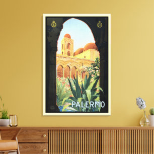 Kirche von Palermo in Italien, Vintage-Reiseposter Leinwanddruck