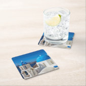 Kirche von Santorin Rechteckiger Pappuntersetzer (Vor Ort)