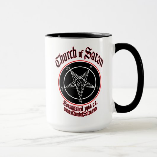 Kirche von Satan 2 versah Tasse mit Seiten (Rechts)