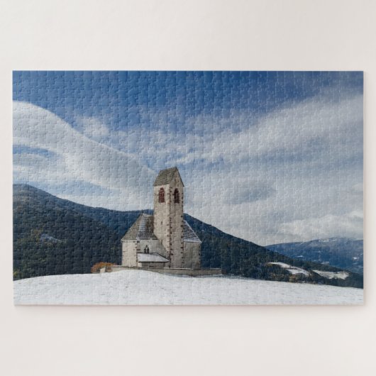 Kirche von St. Jakob in Villnöss im Winter Puzzle (Horizontal)