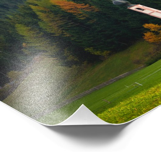 Kirche vor den Dolomiten in Italien Fotodruck (Ecke)