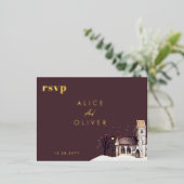 Kirche Wasserfarbe Winter Kulturelle Festlichkeit Folie Einladungspostkarte (Stehend vorne)