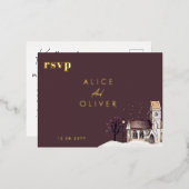 Kirche Wasserfarbe Winter Kulturelle Festlichkeit Folie Einladungspostkarte (Vorderseite/Rückseite)