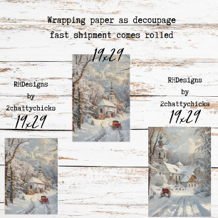 Kirche Winterwunderland Decoupage Geschenkpapier Set