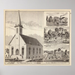 Kirche, Wohnsitze u. flouring Mühle Poster
