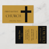 Kirchen-horizontales Gold/Schwarzes Visitenkarte (Vorne/Hinten)
