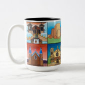 Kirchen in New Mexico! Originelle Kunst! Zweifarbige Tasse (Links)