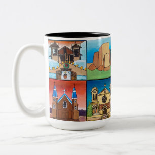 Kirchen in New Mexico! Originelle Kunst! Zweifarbige Tasse