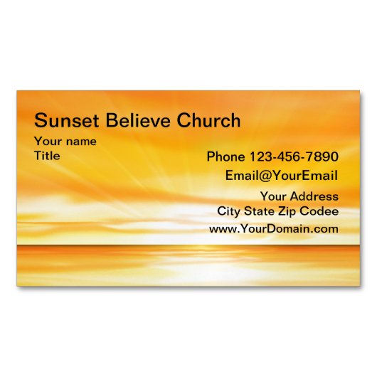 Kirchen-Sonnenuntergang-Visitenkarte-Magneten Magnetische Visitenkarte (Vorderseite)
